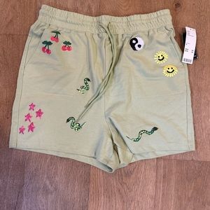 Urban Outfitters Coney Island Green Doodle Shorts